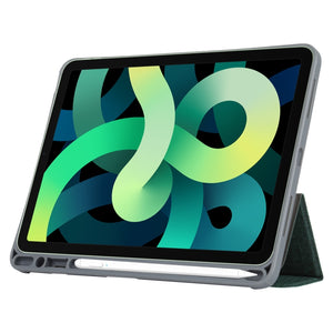 Mutural YASHI Series TPU + PU Cloth Pattern Texture Horizontal Flip Leather Case with Three-folding Holder & Pen Slot & Wake-up / Sleep Function For iPad Air 2022 / 2020 10.9(Green)