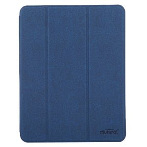Mutural YASHI Series TPU + PU Cloth Pattern Texture Horizontal Flip Leather Case with Three-folding Holder & Pen Slot & Wake-up / Sleep Function For iPad Air 2022 / 2020 10.9(Blue)