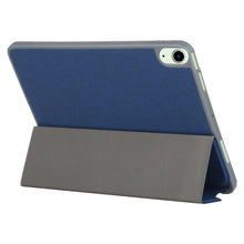 Mutural YASHI Series TPU + PU Cloth Pattern Texture Horizontal Flip Leather Case with Three-folding Holder & Pen Slot & Wake-up / Sleep Function For iPad Air 2022 / 2020 10.9(Blue)