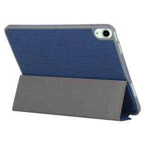 Mutural YASHI Series TPU + PU Cloth Pattern Texture Horizontal Flip Leather Case with Three-folding Holder & Pen Slot & Wake-up / Sleep Function For iPad Air 2022 / 2020 10.9(Blue)