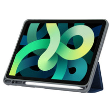 Mutural YASHI Series TPU + PU Cloth Pattern Texture Horizontal Flip Leather Case with Three-folding Holder & Pen Slot & Wake-up / Sleep Function For iPad Air 2022 / 2020 10.9(Blue)