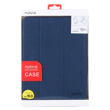 Mutural YASHI Series TPU + PU Cloth Pattern Texture Horizontal Flip Leather Case with Three-folding Holder & Pen Slot & Wake-up / Sleep Function For iPad Air 2022 / 2020 10.9(Blue)