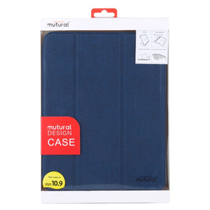 Mutural YASHI Series TPU + PU Cloth Pattern Texture Horizontal Flip Leather Case with Three-folding Holder & Pen Slot & Wake-up / Sleep Function For iPad Air 2022 / 2020 10.9(Blue)