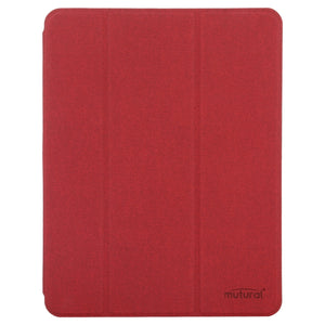 Mutural YASHI Series TPU + PU Cloth Pattern Texture Horizontal Flip Leather Case with Three-folding Holder & Pen Slot & Wake-up / Sleep Function For iPad Air 2022 / 2020 10.9(Red)