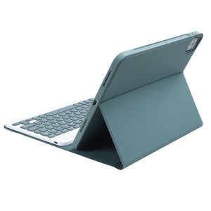 C-11B Detachable Candy Color Bluetooth Keyboard Leather Tablet Case with Pen Slot & Holder for iPad Pro 11 inch 2021 (Dark Green)