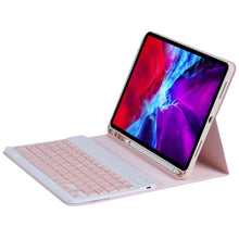 C-11B Detachable Candy Color Bluetooth Keyboard Leather Tablet Case with Pen Slot & Holder for iPad Pro 11 inch 2021 (Pink)