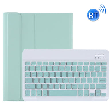 C-11B Detachable Candy Color Bluetooth Keyboard Leather Tablet Case with Pen Slot & Holder for iPad Pro 11 inch 2021 (Light Green)