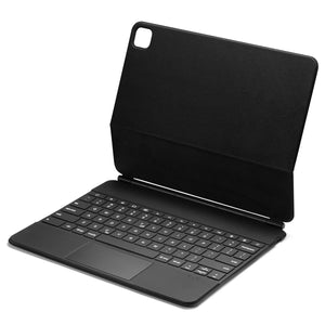 P129 Pro Ultra-thin Detachable Bluetooth Keyboard Leather Tablet Case with Touchpad & White Backlight for iPad Pro 12.9 inch 2021 / 2020 / 2018 / 2017(Black)