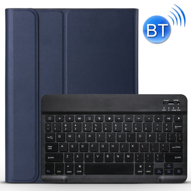 Detachable Bluetooth Keyboard + Brushed Texture Horizontal Flip Leather Tablet Case with Holder for iPad Pro 11 inch (2018)(Dark Blue)