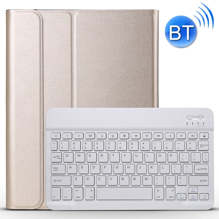 Detachable Bluetooth Keyboard + Brushed Texture Horizontal Flip Leather Tablet Case with Holder for iPad Pro 11 inch (2018)(Gold)