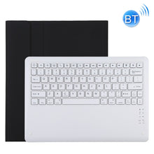 T129 Detachable Bluetooth White Keyboard Microfiber Leather Tablet Case for iPad Pro 12.9 inch (2020), with Holder (Black)
