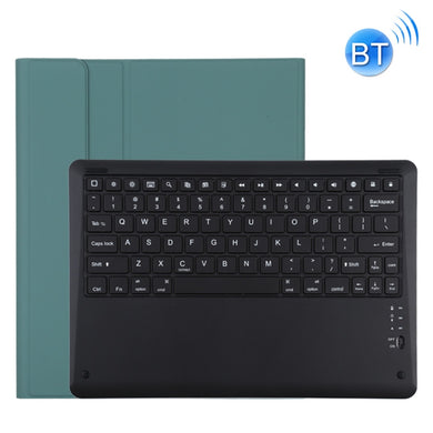 T129 Detachable Bluetooth Black Keyboard Microfiber Leather Tablet Case for iPad Pro 12.9 inch (2020), with Holder (Dark Green)