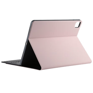 T129 Detachable Bluetooth Black Keyboard Microfiber Leather Tablet Case for iPad Pro 12.9 inch (2020), with Holder (Pink)