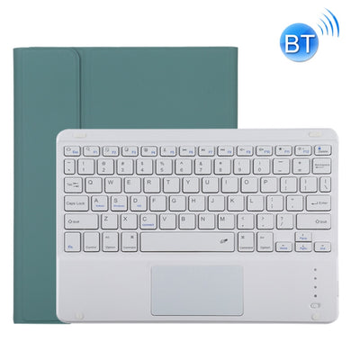 TG11BC Detachable Bluetooth White Keyboard Microfiber Leather Tablet Case for iPad Pro 11 inch (2020), with Touchpad & Pen Slot & Holder (Dark Green)