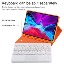 TG11BC Detachable Bluetooth White Keyboard Microfiber Leather Tablet Case for iPad Pro 11 inch (2020), with Touchpad & Pen Slot & Holder (Orange)