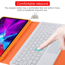 TG11BC Detachable Bluetooth White Keyboard Microfiber Leather Tablet Case for iPad Pro 11 inch (2020), with Touchpad & Pen Slot & Holder (Orange)