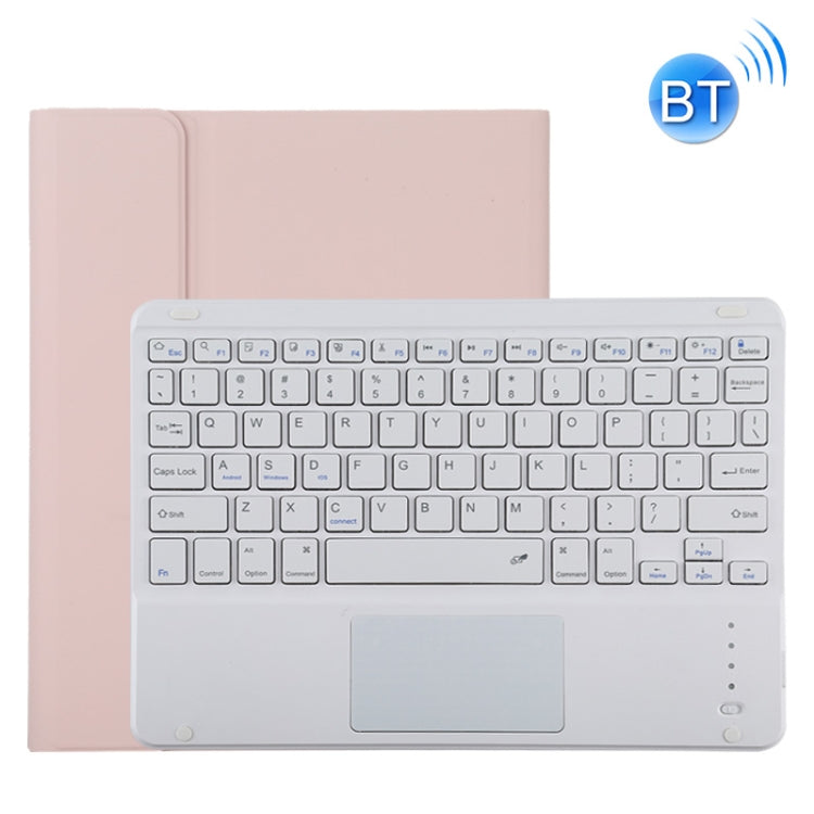 TG11BC Detachable Bluetooth White Keyboard Microfiber Leather Tablet Case for iPad Pro 11 inch (2020), with Touchpad & Pen Slot & Holder (Pink)