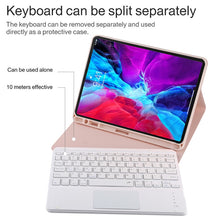 TG11BC Detachable Bluetooth White Keyboard Microfiber Leather Tablet Case for iPad Pro 11 inch (2020), with Touchpad & Pen Slot & Holder (Pink)