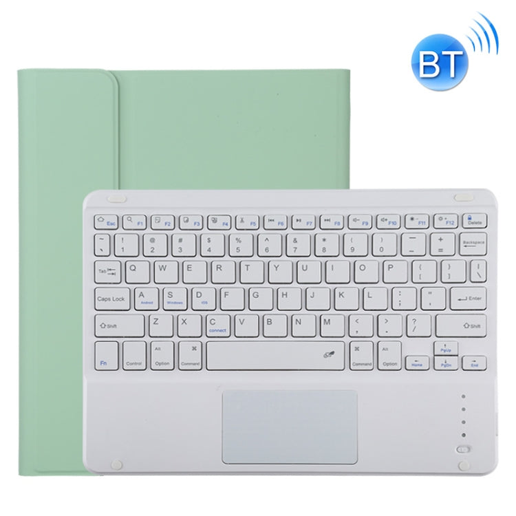 TG11BC Detachable Bluetooth White Keyboard Microfiber Leather Tablet Case for iPad Pro 11 inch (2020), with Touchpad & Pen Slot & Holder (Green)