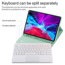 TG11BC Detachable Bluetooth White Keyboard Microfiber Leather Tablet Case for iPad Pro 11 inch (2020), with Touchpad & Pen Slot & Holder (Green)