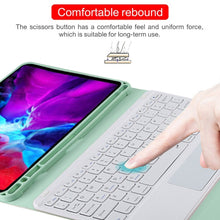 TG11BC Detachable Bluetooth White Keyboard Microfiber Leather Tablet Case for iPad Pro 11 inch (2020), with Touchpad & Pen Slot & Holder (Green)