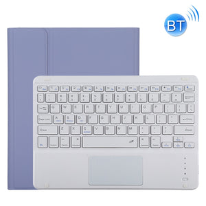 TG11BC Detachable Bluetooth White Keyboard Microfiber Leather Tablet Case for iPad Pro 11 inch (2020), with Touchpad & Pen Slot & Holder (Purple)