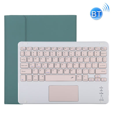 TG11BC Detachable Bluetooth Pink Keyboard Microfiber Leather Tablet Case for iPad Pro 11 inch (2020), with Touchpad & Pen Slot & Holder (Dark Green)