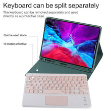 TG11BC Detachable Bluetooth Pink Keyboard Microfiber Leather Tablet Case for iPad Pro 11 inch (2020), with Touchpad & Pen Slot & Holder (Dark Green)