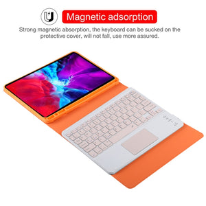 TG11BC Detachable Bluetooth Pink Keyboard Microfiber Leather Tablet Case for iPad Pro 11 inch (2020), with Touchpad & Pen Slot & Holder (Orange)