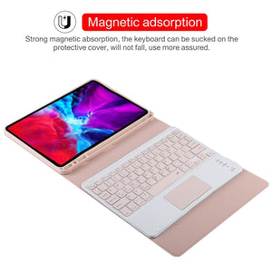 TG11BC Detachable Bluetooth Pink Keyboard Microfiber Leather Tablet Case for iPad Pro 11 inch (2020), with Touchpad & Pen Slot & Holder (Pink)