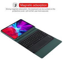 TG11BC Detachable Bluetooth Black Keyboard Microfiber Leather Tablet Case for iPad Pro 11 inch (2020), with Touchpad & Pen Slot & Holder (Dark Green)