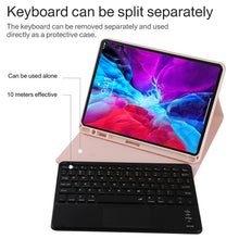 TG11BC Detachable Bluetooth Black Keyboard Microfiber Leather Tablet Case for iPad Pro 11 inch (2020), with Touchpad & Pen Slot & Holder (Pink)