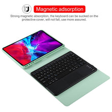 TG11BC Detachable Bluetooth Black Keyboard Microfiber Leather Tablet Case for iPad Pro 11 inch (2020), with Touchpad & Pen Slot & Holder (Green)