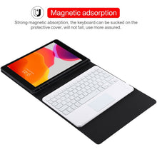 TG-102BCS Detachable Bluetooth White Keyboard + Microfiber Leather Tablet Case for iPad 10.2 inch / iPad Air (2019), with Touch Pad & Backlight & Pen Slot & Holder (Black)