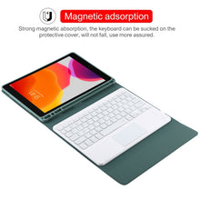 TG-102BCS Detachable Bluetooth White Keyboard + Microfiber Leather Tablet Case for iPad 10.2 inch / iPad Air (2019), with Touch Pad & Backlight & Pen Slot & Holder (Dark Green)