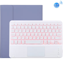 TG-102BCS Detachable Bluetooth White Keyboard + Microfiber Leather Tablet Case for iPad 10.2 inch / iPad Air (2019), with Touch Pad & Backlight & Pen Slot & Holder (Purple)