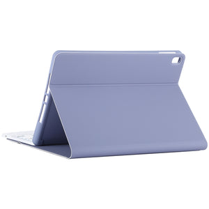 TG-102BCS Detachable Bluetooth White Keyboard + Microfiber Leather Tablet Case for iPad 10.2 inch / iPad Air (2019), with Touch Pad & Backlight & Pen Slot & Holder (Purple)