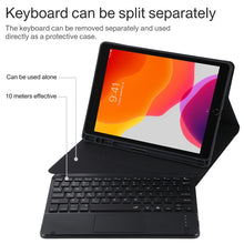 TG-102BCS Detachable Bluetooth Black Keyboard + Microfiber Leather Tablet Case for iPad 10.2 inch / iPad Air (2019), with Touch Pad & Backlight & Pen Slot & Holder (Black)