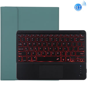 TG-102BCS Detachable Bluetooth Black Keyboard + Microfiber Leather Tablet Case for iPad 10.2 inch / iPad Air (2019), with Touch Pad & Backlight & Pen Slot & Holder (Dark Green)