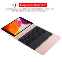 TG-102BCS Detachable Bluetooth Black Keyboard + Microfiber Leather Tablet Case for iPad 10.2 inch / iPad Air (2019), with Touch Pad & Backlight & Pen Slot & Holder (Pink)