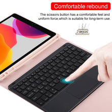 TG-102BCS Detachable Bluetooth Black Keyboard + Microfiber Leather Tablet Case for iPad 10.2 inch / iPad Air (2019), with Touch Pad & Backlight & Pen Slot & Holder (Pink)