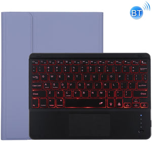 TG-102BCS Detachable Bluetooth Black Keyboard + Microfiber Leather Tablet Case for iPad 10.2 inch / iPad Air (2019), with Touch Pad & Backlight & Pen Slot & Holder (Purple)