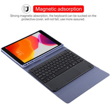 TG-102BCS Detachable Bluetooth Black Keyboard + Microfiber Leather Tablet Case for iPad 10.2 inch / iPad Air (2019), with Touch Pad & Backlight & Pen Slot & Holder (Purple)