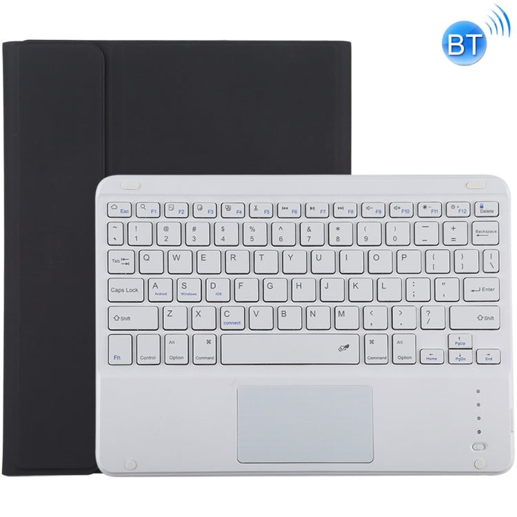 TG-102BC Detachable Bluetooth White Keyboard + Microfiber Leather Tablet Case for iPad 10.2 inch / iPad Air (2019), with Touch Pad & Pen Slot & Holder(Black)