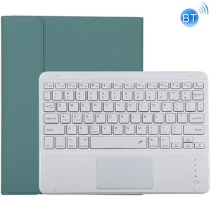 TG-102BC Detachable Bluetooth White Keyboard + Microfiber Leather Tablet Case for iPad 10.2 inch / iPad Air (2019), with Touch Pad & Pen Slot & Holder(Dark Green)