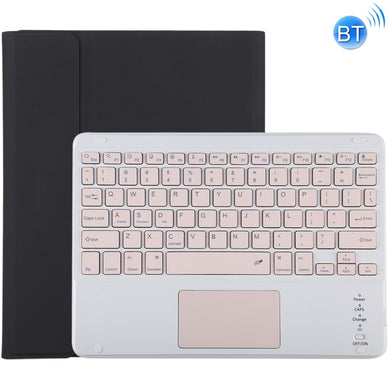 TG-102BC Detachable Bluetooth Pink Keyboard + Microfiber Leather Tablet Case for iPad 10.2 inch / iPad Air (2019), with Touch Pad & Pen Slot & Holder(Black)