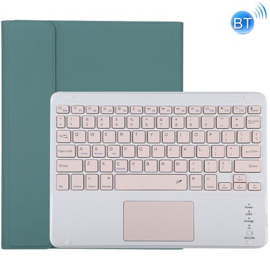 TG-102BC Detachable Bluetooth Pink Keyboard + Microfiber Leather Tablet Case for iPad 10.2 inch / iPad Air (2019), with Touch Pad & Pen Slot & Holder(Dark Green)