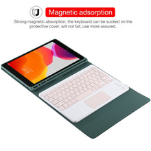 TG-102BC Detachable Bluetooth Pink Keyboard + Microfiber Leather Tablet Case for iPad 10.2 inch / iPad Air (2019), with Touch Pad & Pen Slot & Holder(Dark Green)