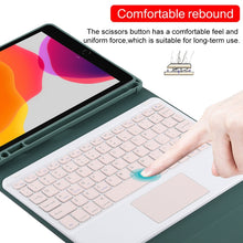 TG-102BC Detachable Bluetooth Pink Keyboard + Microfiber Leather Tablet Case for iPad 10.2 inch / iPad Air (2019), with Touch Pad & Pen Slot & Holder(Dark Green)