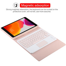 TG-102BC Detachable Bluetooth Pink Keyboard + Microfiber Leather Tablet Case for iPad 10.2 inch / iPad Air (2019), with Touch Pad & Pen Slot & Holder(Pink)